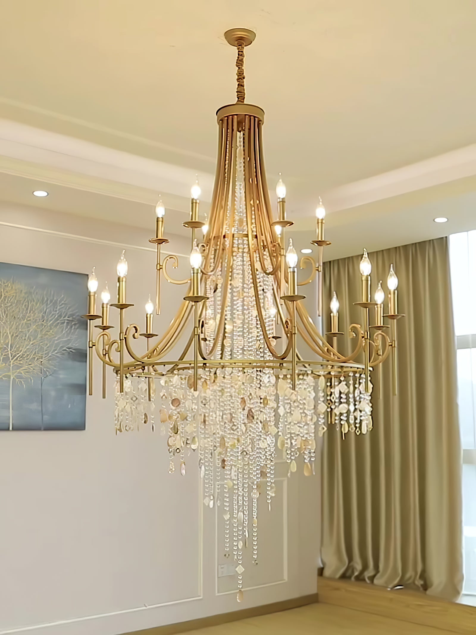 Tatum Lux American Shell Crystal Chandelier - Cueteks