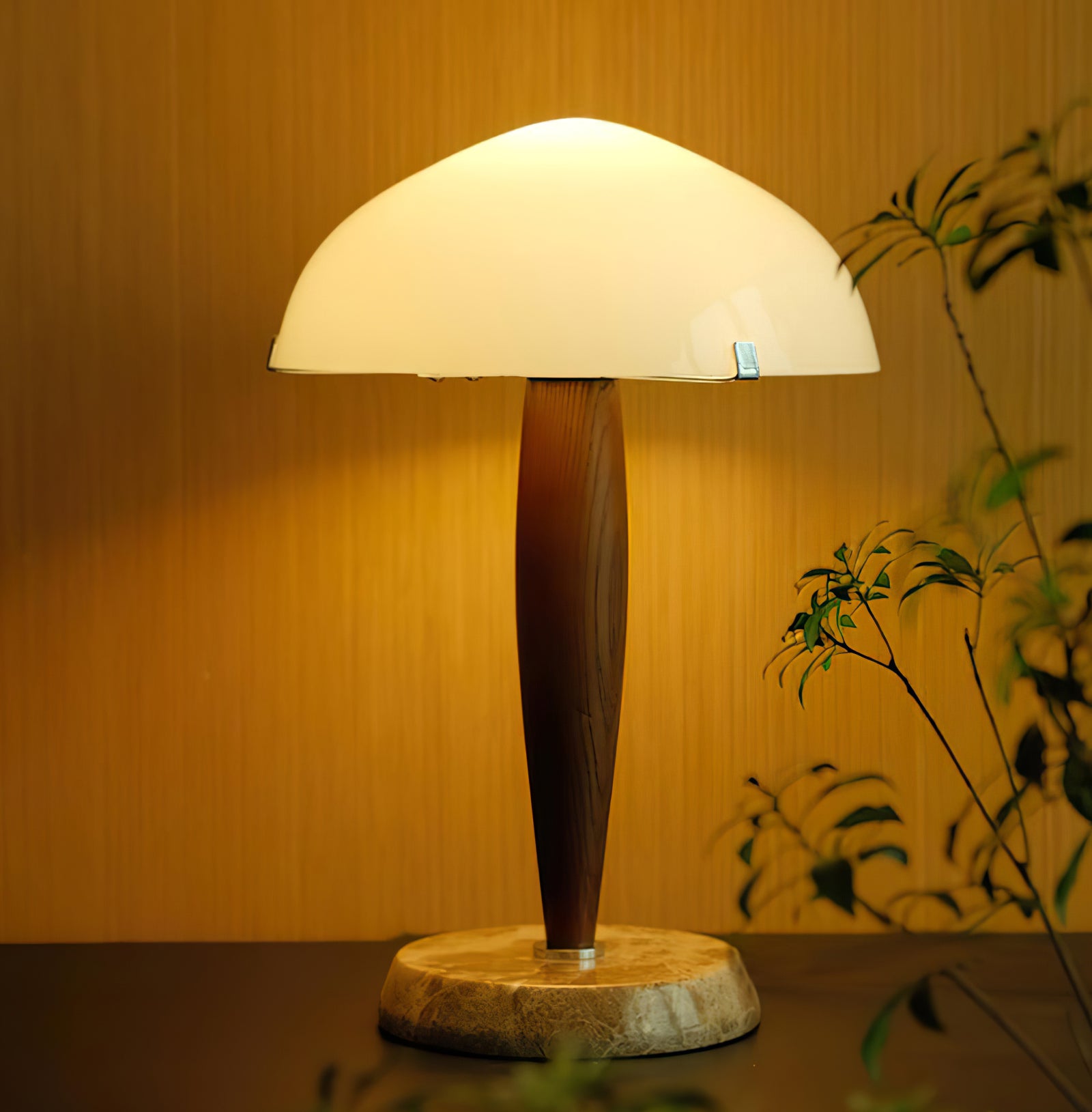 Scandi Walnut Dome Table Lamp - Cueteks