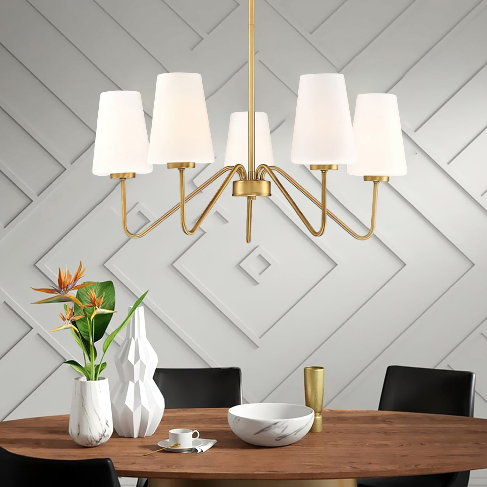 Simple brass five-head chandelier - Cueteks