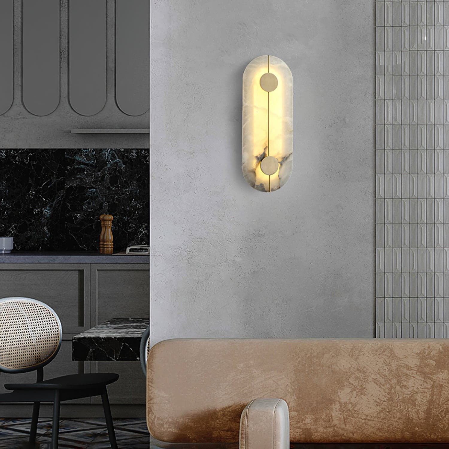 Modern Oval Alabaster Wall Lamp - Cueteks