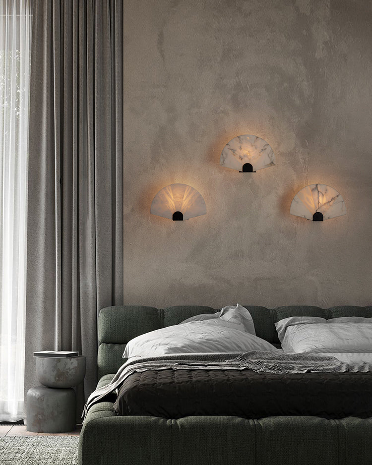 Fan-Shaped Alabaster Wall Light - Cueteks