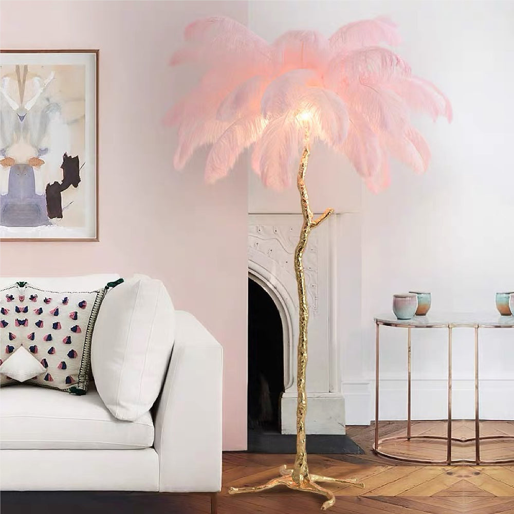 Colorful Ostrich Feather Floor Lamp - Cueteks