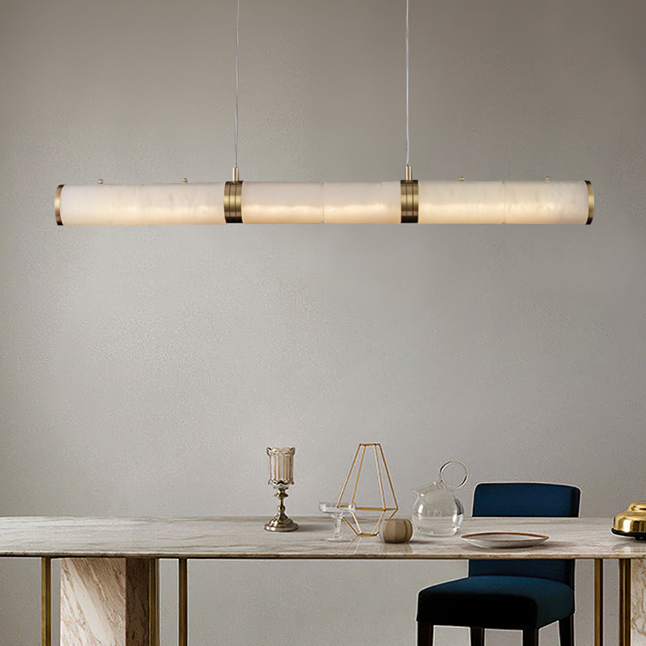 Alabaster Column Linear Chandelier - Cueteks