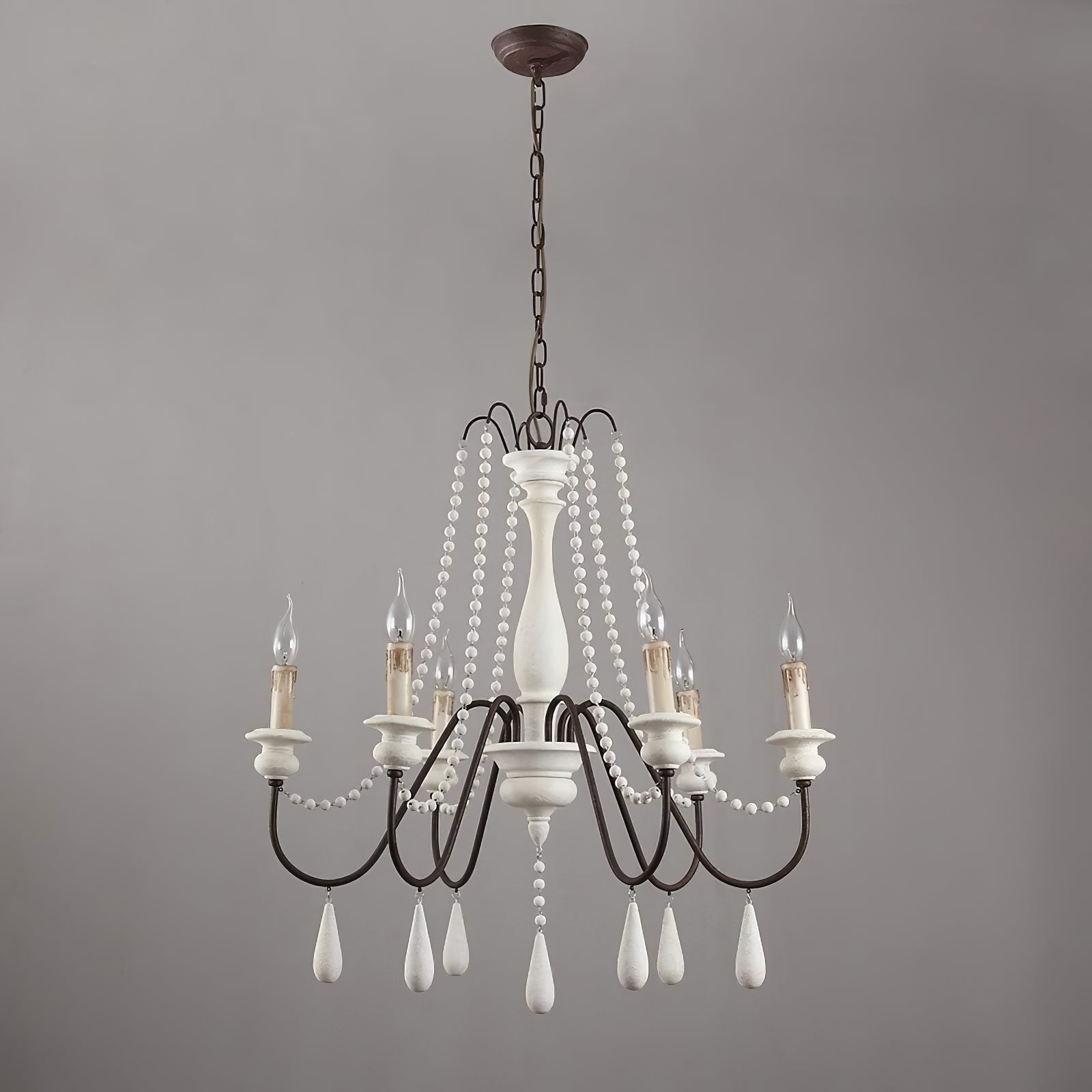 Rustic Beaded Candle Chandelier - Cueteks