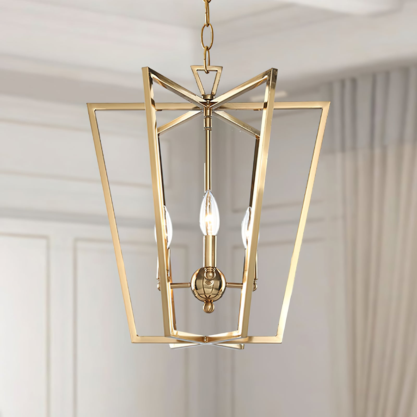 Frame gold cage chandelier - Cueteks