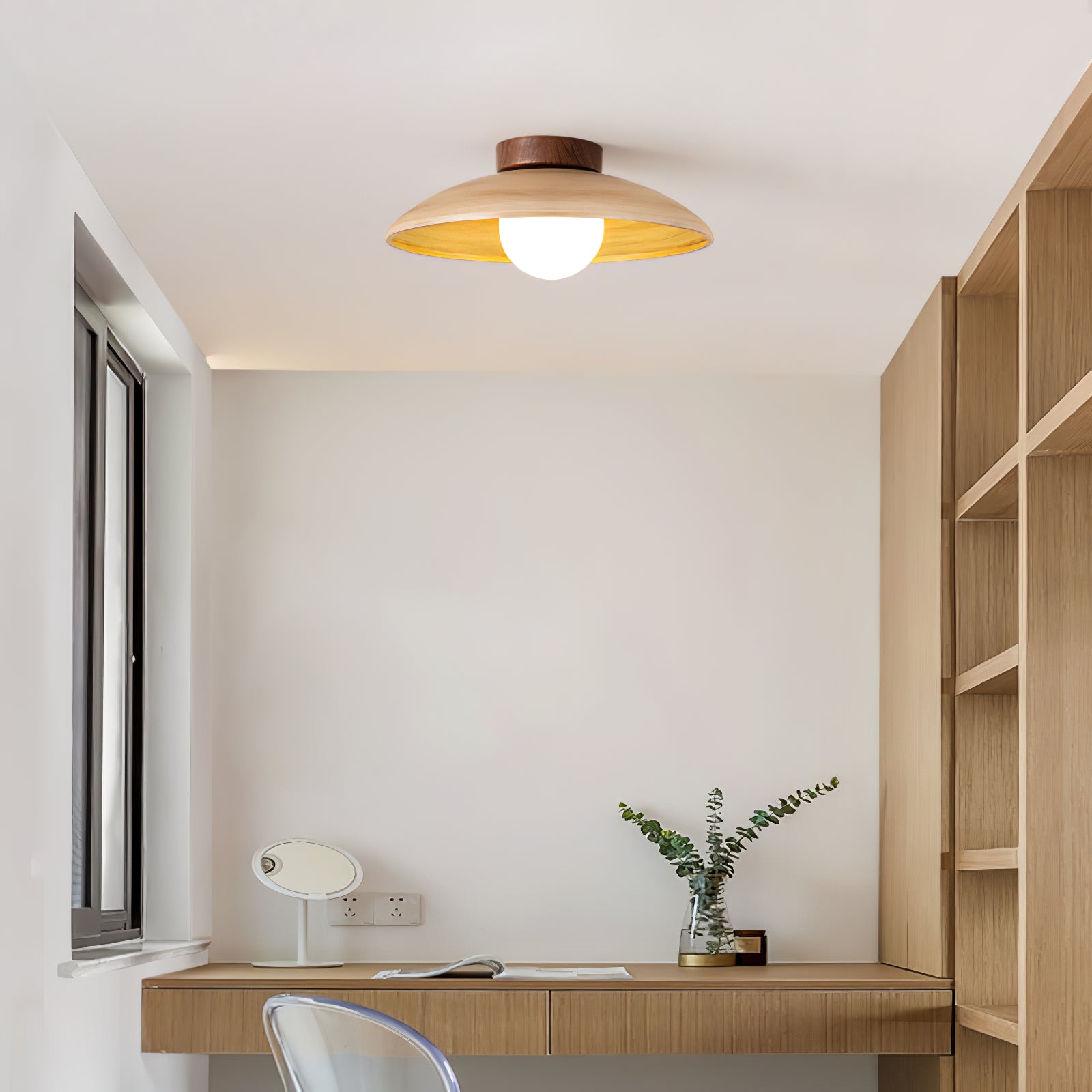 Vintage Wood Dome Ceiling Light - Cueteks