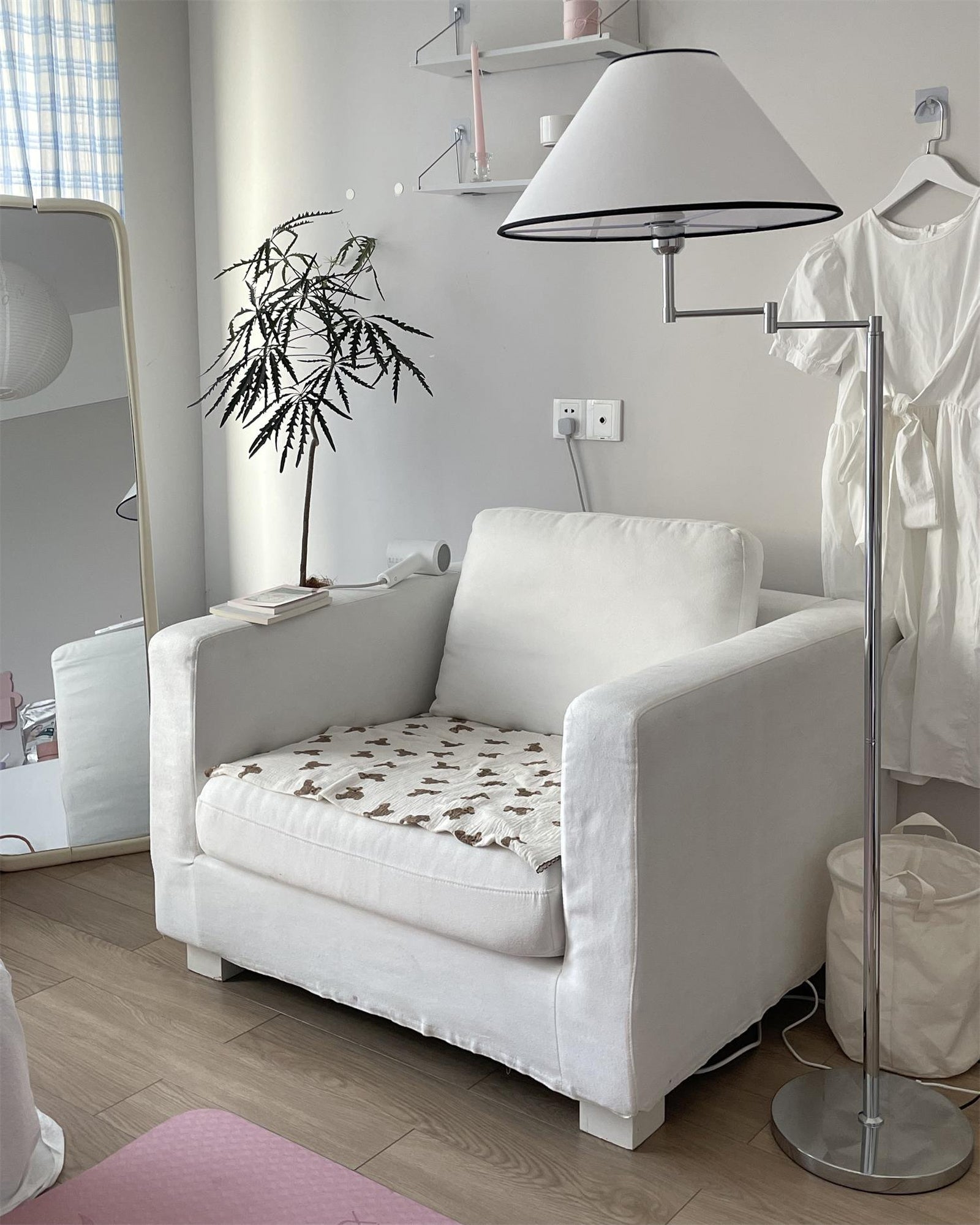 Contemporary Chrome Swing Arm Floor Lamp - Cueteks