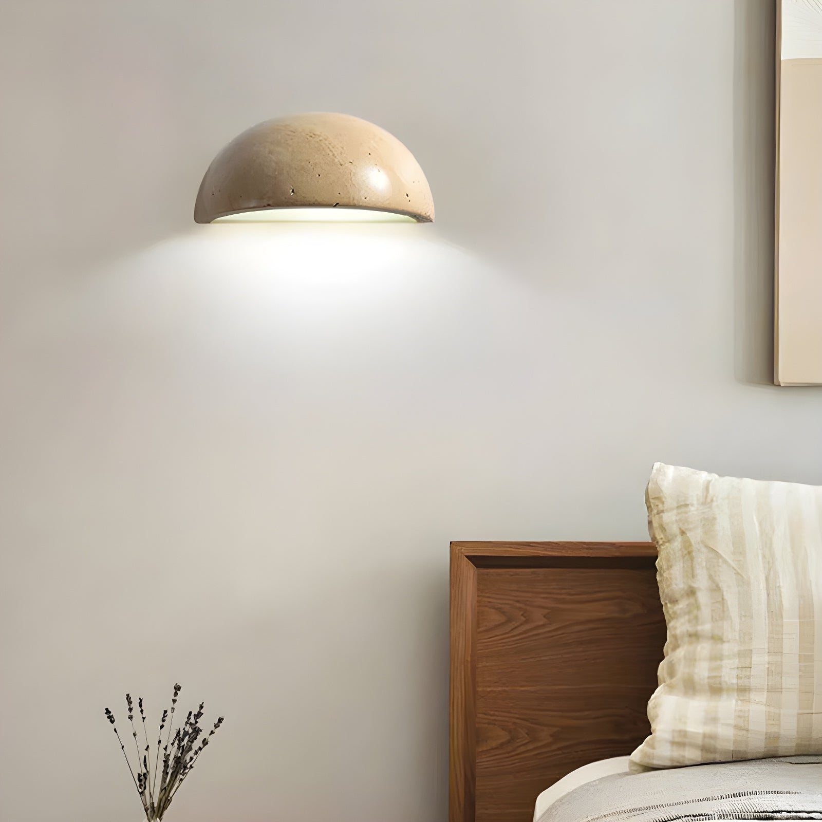 Mid-Century Semi-Circle Stone Wall Lamp - Cueteks