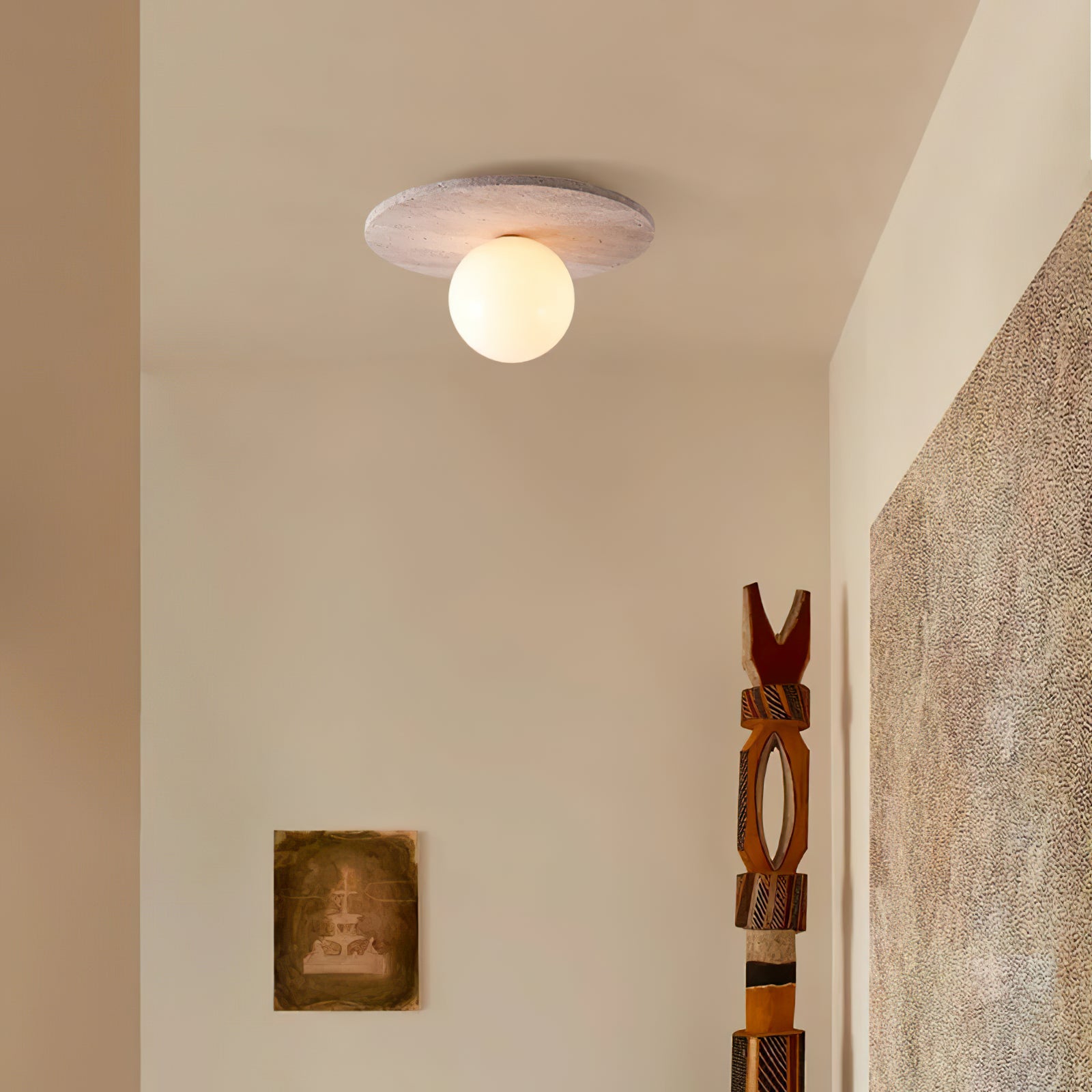 Minimalist Stone Disc Ceiling Light - Cueteks