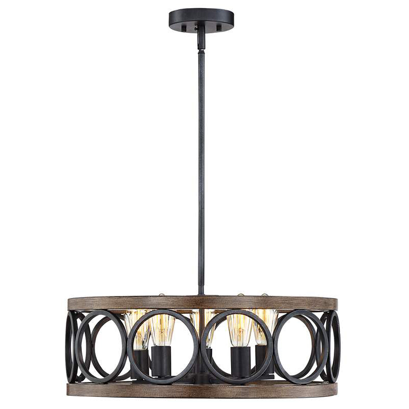 Franklin Bronze Vintage Wood Drum Chandelier - Cueteks