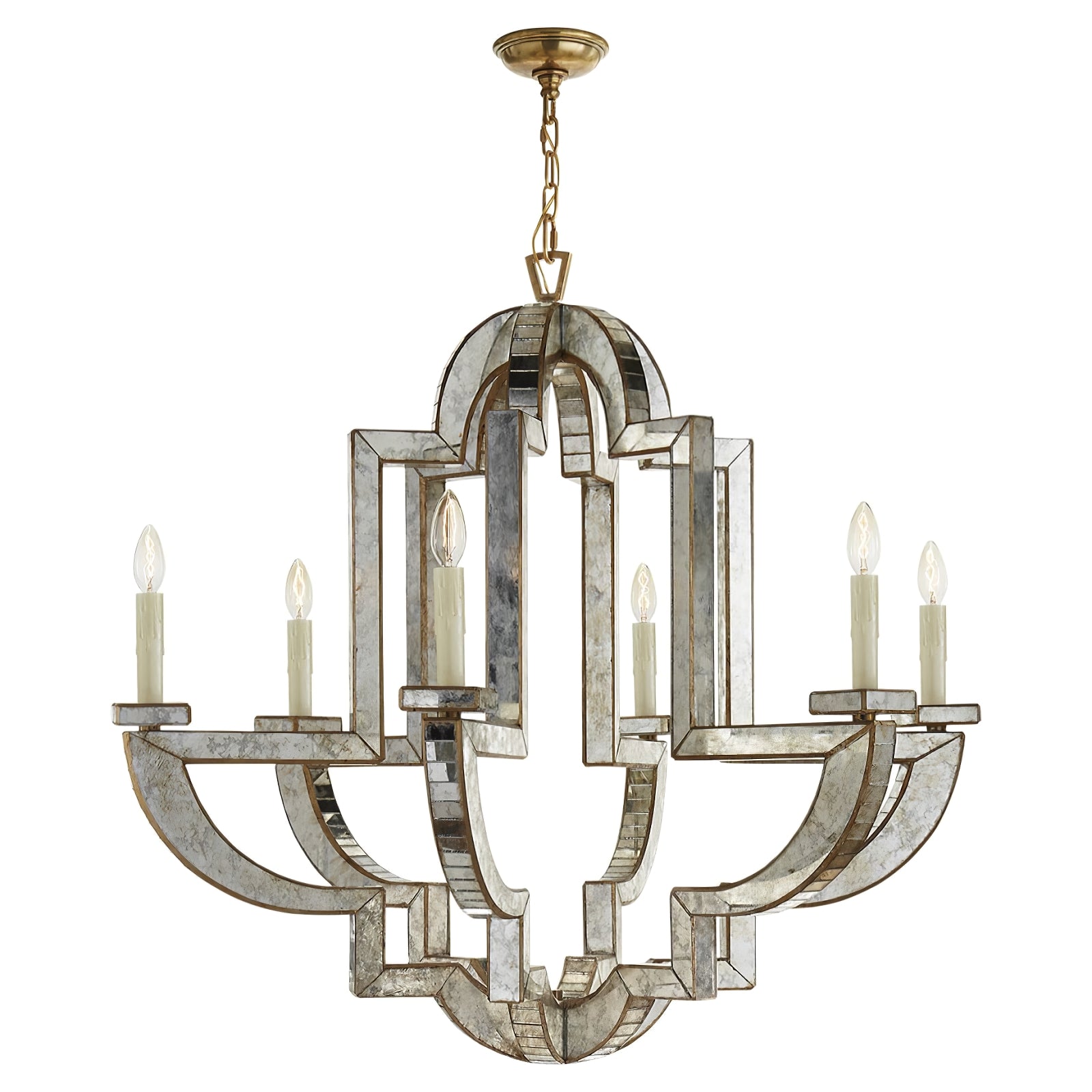 Art Deco Mirrored Candle Chandelier - Cueteks