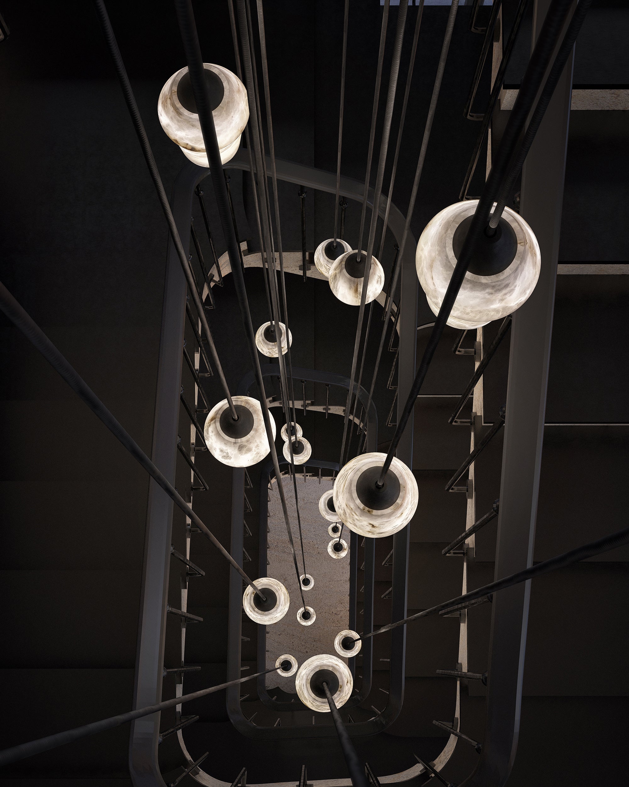 Luxury Multi-Globe Alabaster Pendant Light - Cueteks