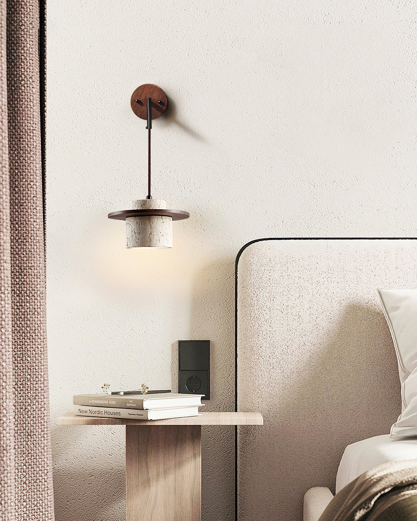 Rustic Textured Cata  Stone Wall Lamp - Cueteks