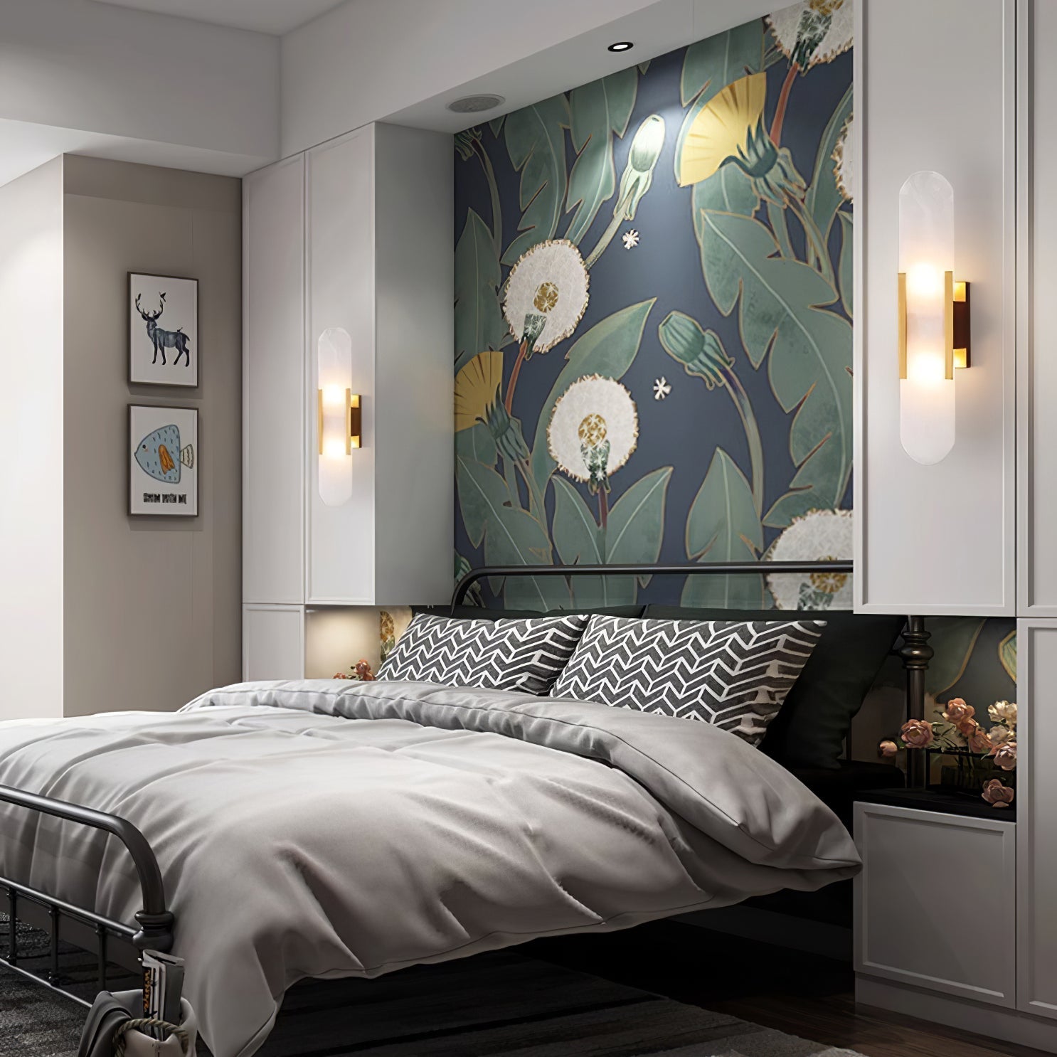 Modern Vertical Alabaster Wall Sconce - Cueteks