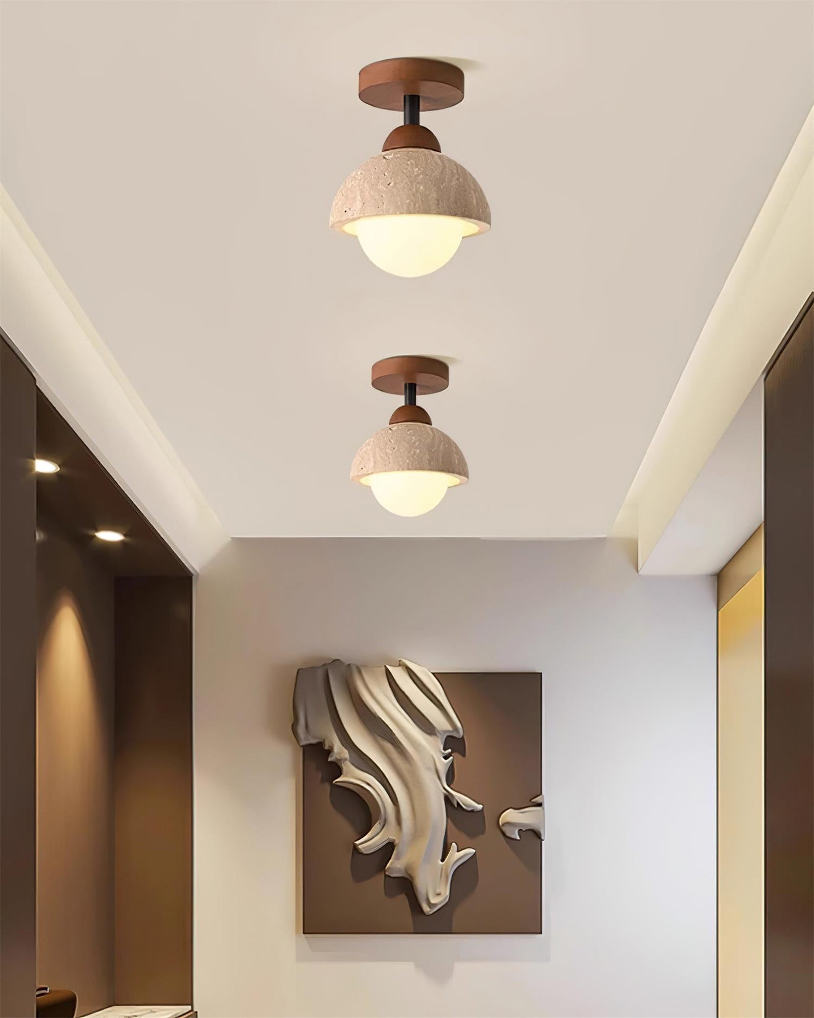 Travertine Flush Mount Ceiling Light - Cueteks