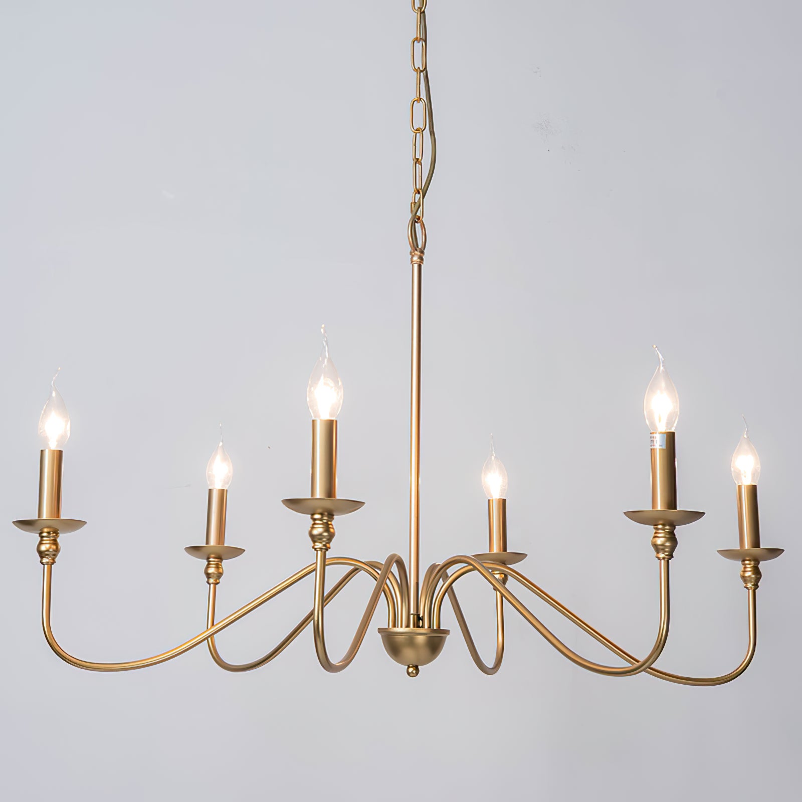Classic Brass 6-Light Candle Chandelier - Cueteks