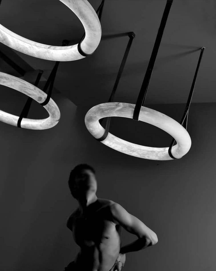Leather Alabaster Pendant Light - Cueteks