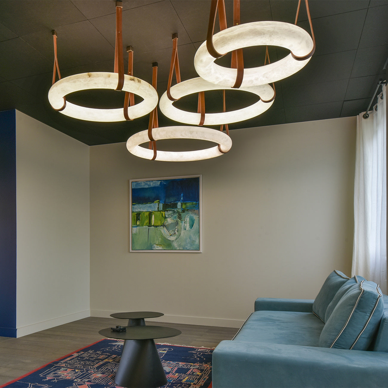 Leather Alabaster Pendant Light - Cueteks