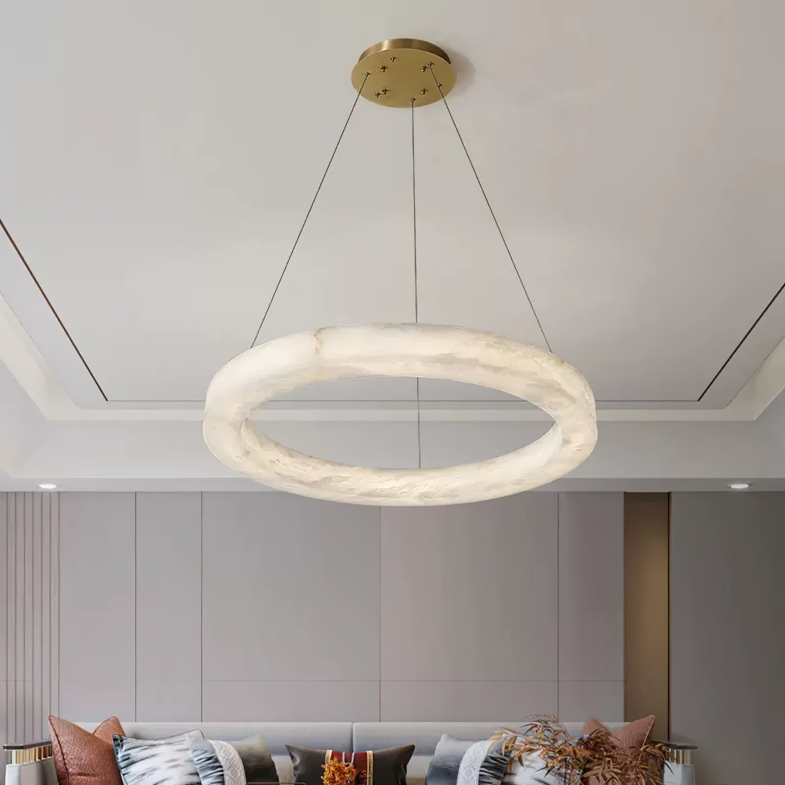Triple Ring Alabaster Pendant Light - Cueteks