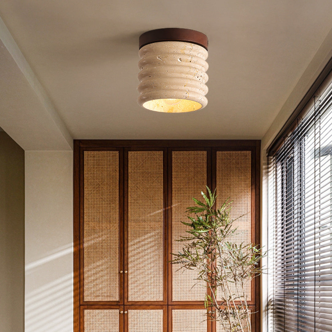 Marble Semi Flush Cylindrical Ceiling Light - Cueteks
