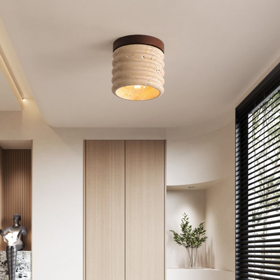 Marble Semi Flush Cylindrical Ceiling Light - Cueteks