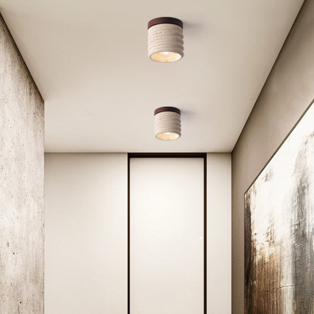 Marble Semi Flush Cylindrical Ceiling Light - Cueteks