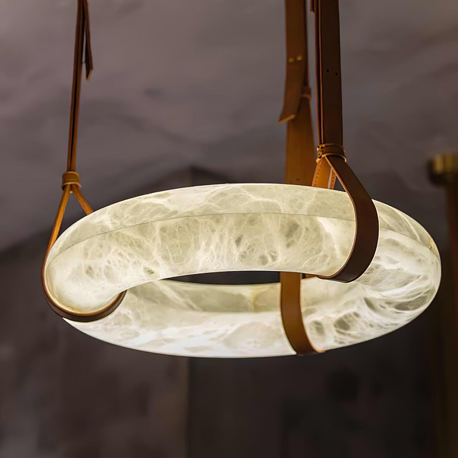 Leather Alabaster Pendant Light - Cueteks