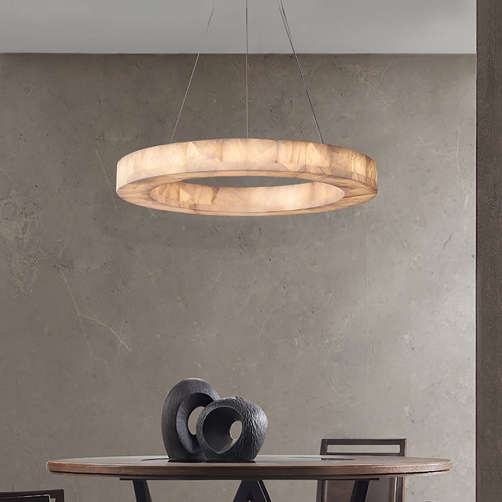 Triple Ring Alabaster Pendant Light - Cueteks
