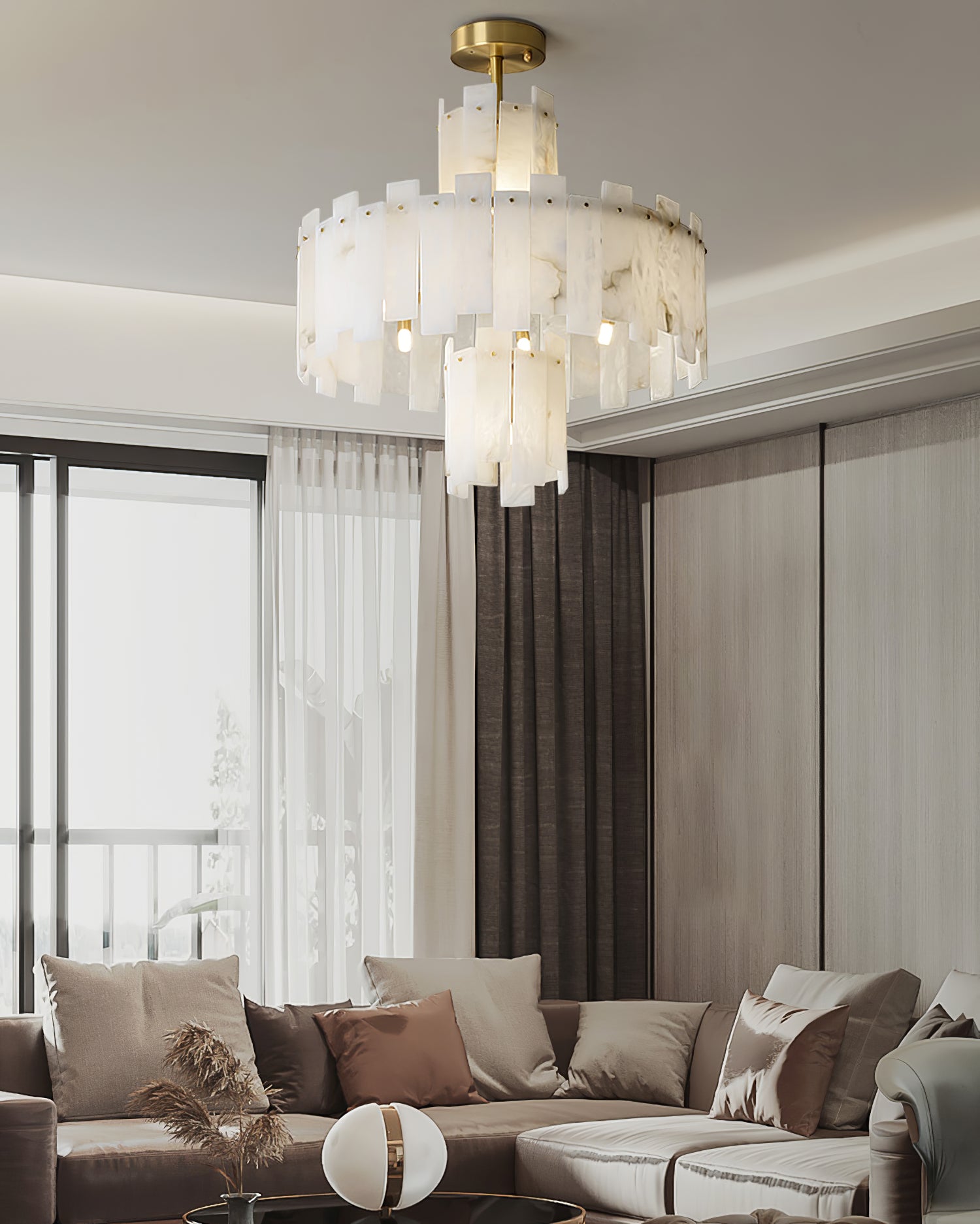 Layered Alabaster Chandelier - Cueteks
