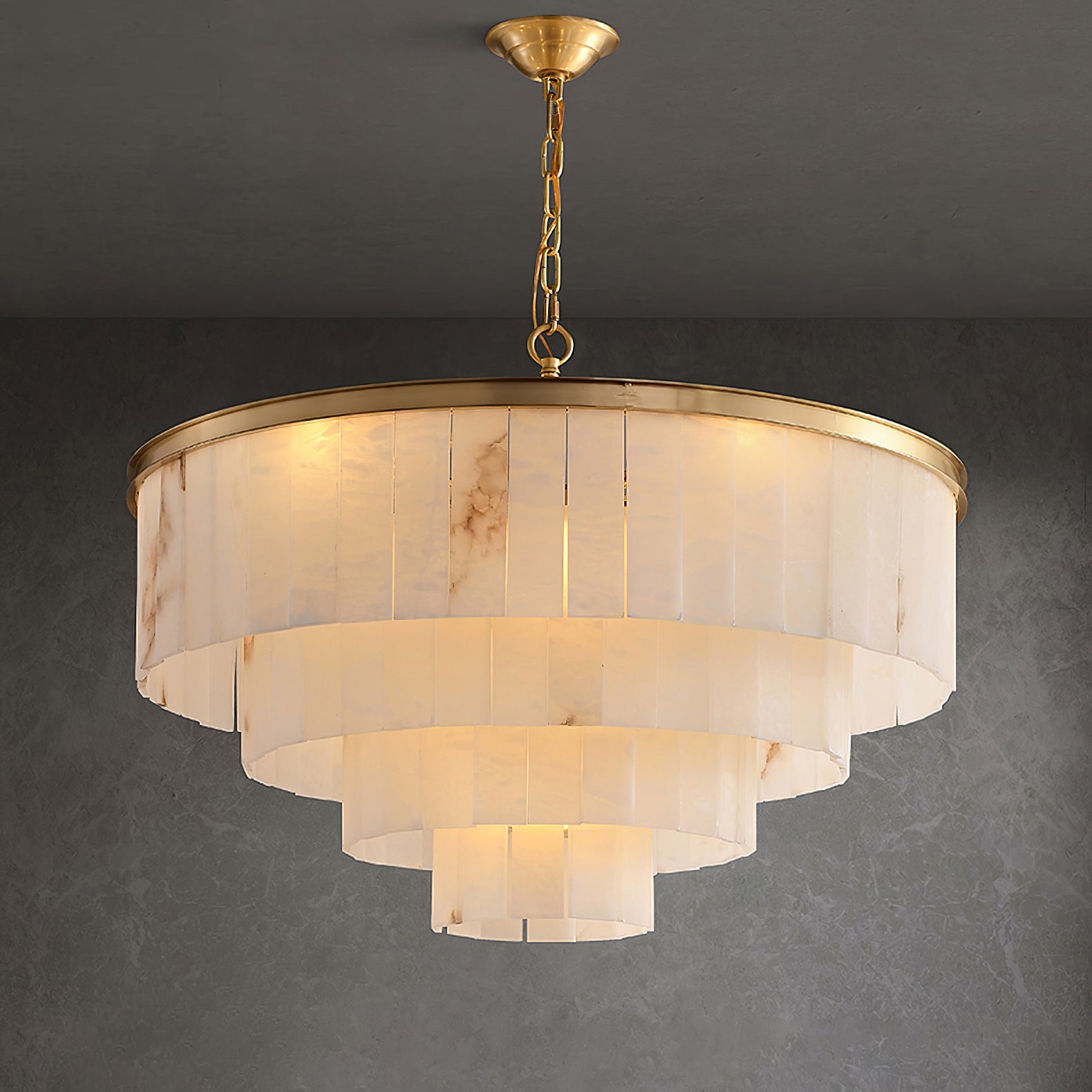 Alabaster multi-layered circular chandelier - Cueteks
