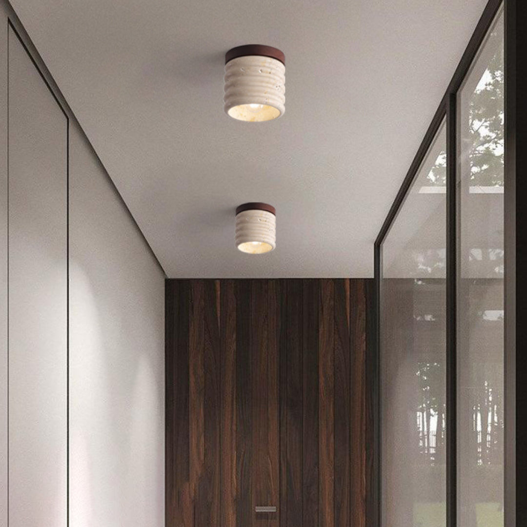 Marble Semi Flush Cylindrical Ceiling Light - Cueteks
