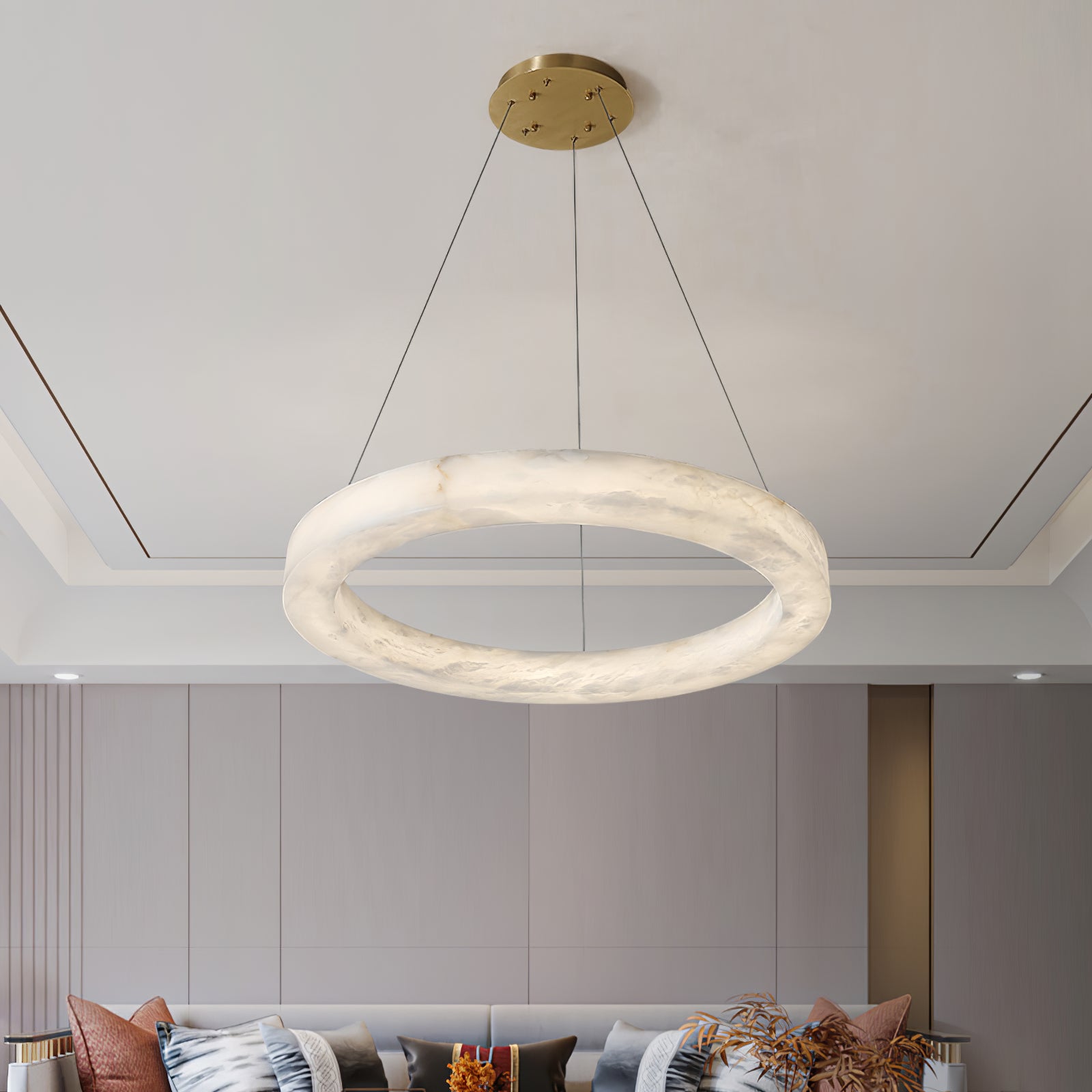 Triple Ring Alabaster Pendant Light - Cueteks