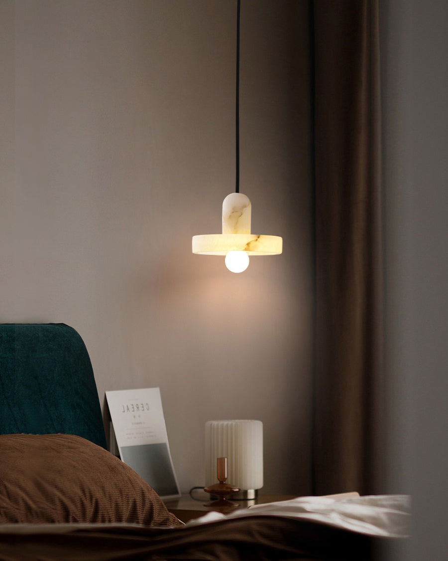 Modern White Marble Pendant Light - Cueteks