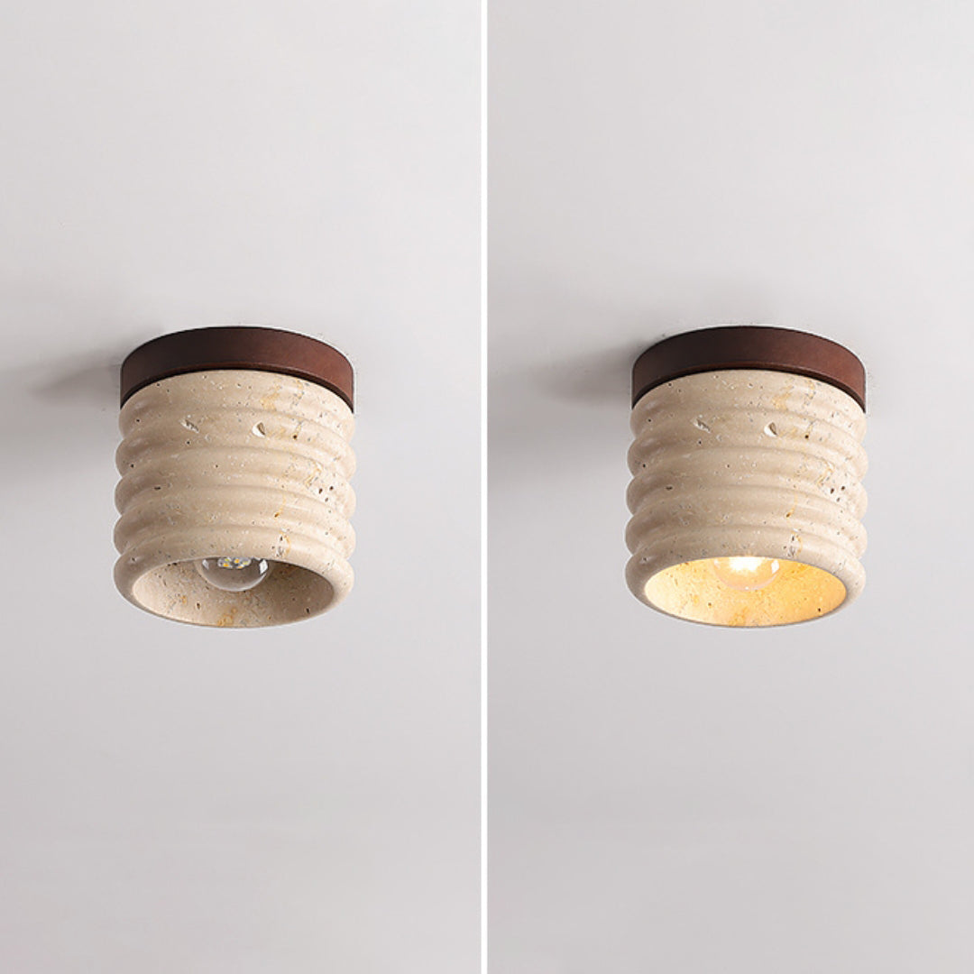 Marble Semi Flush Cylindrical Ceiling Light - Cueteks