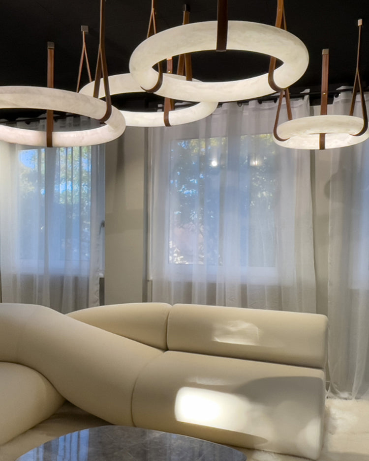 Leather Alabaster Pendant Light - Cueteks