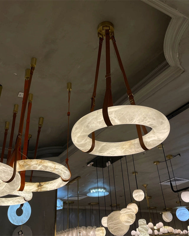 Leather Alabaster Pendant Light - Cueteks