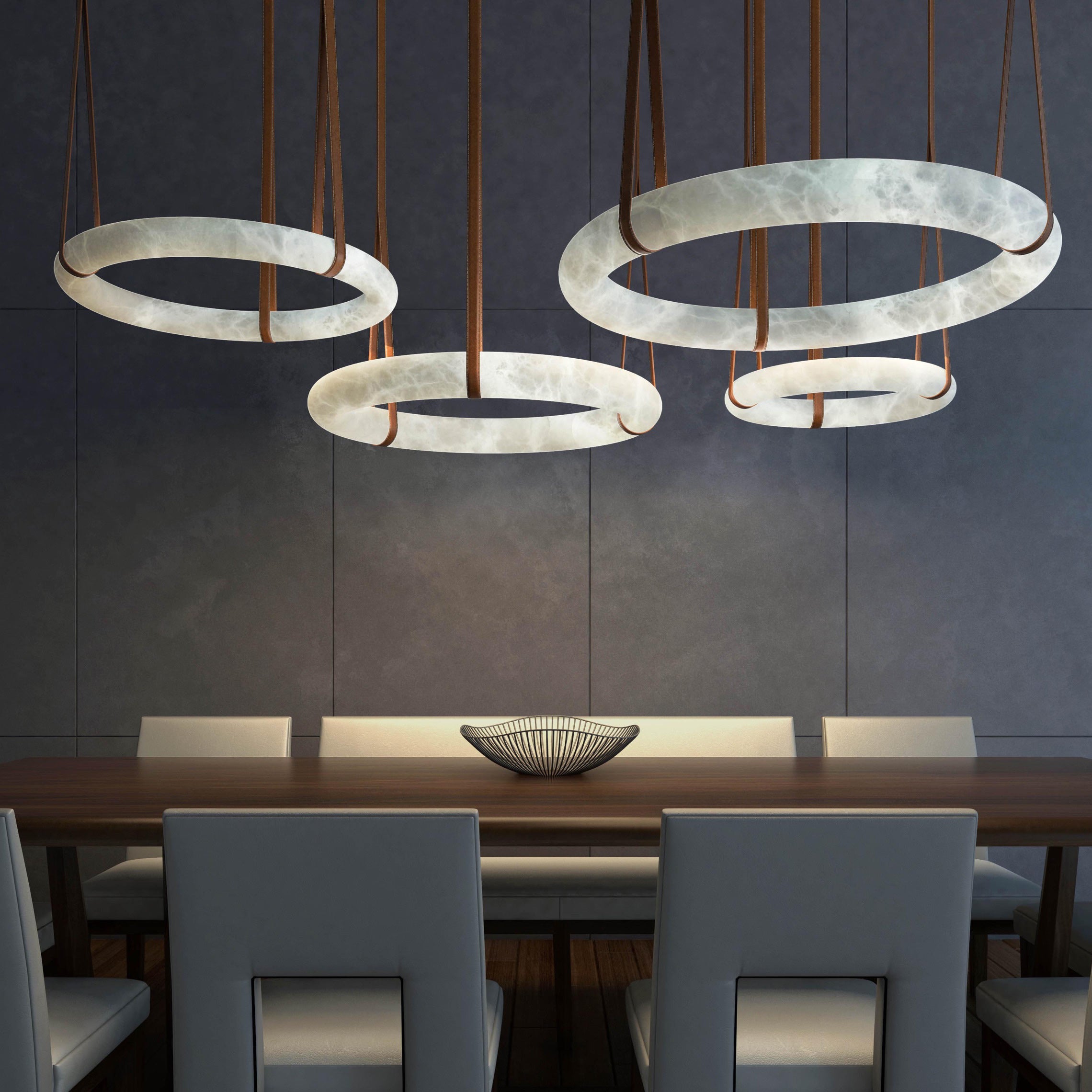 Leather Alabaster Pendant Light - Cueteks