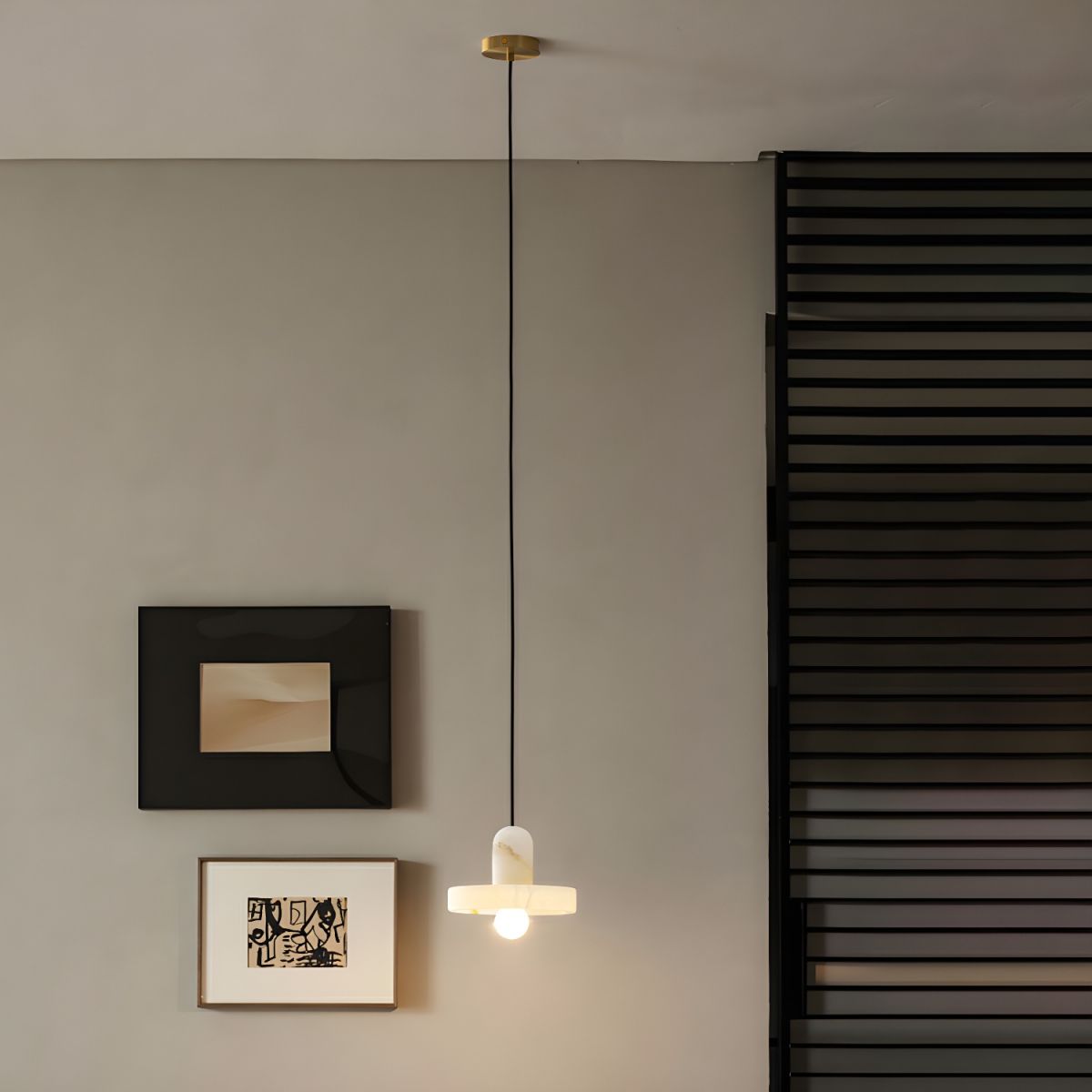 Modern White Marble Pendant Light - Cueteks