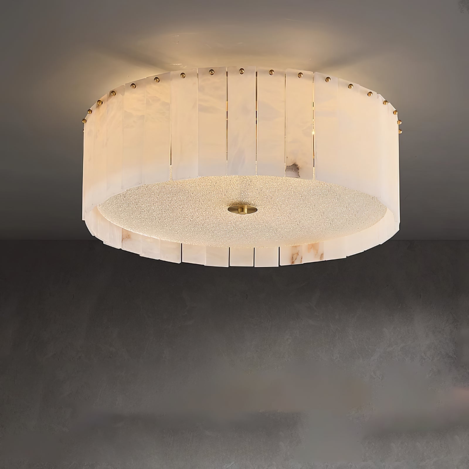 Alabaster multi-layered circular chandelier - Cueteks