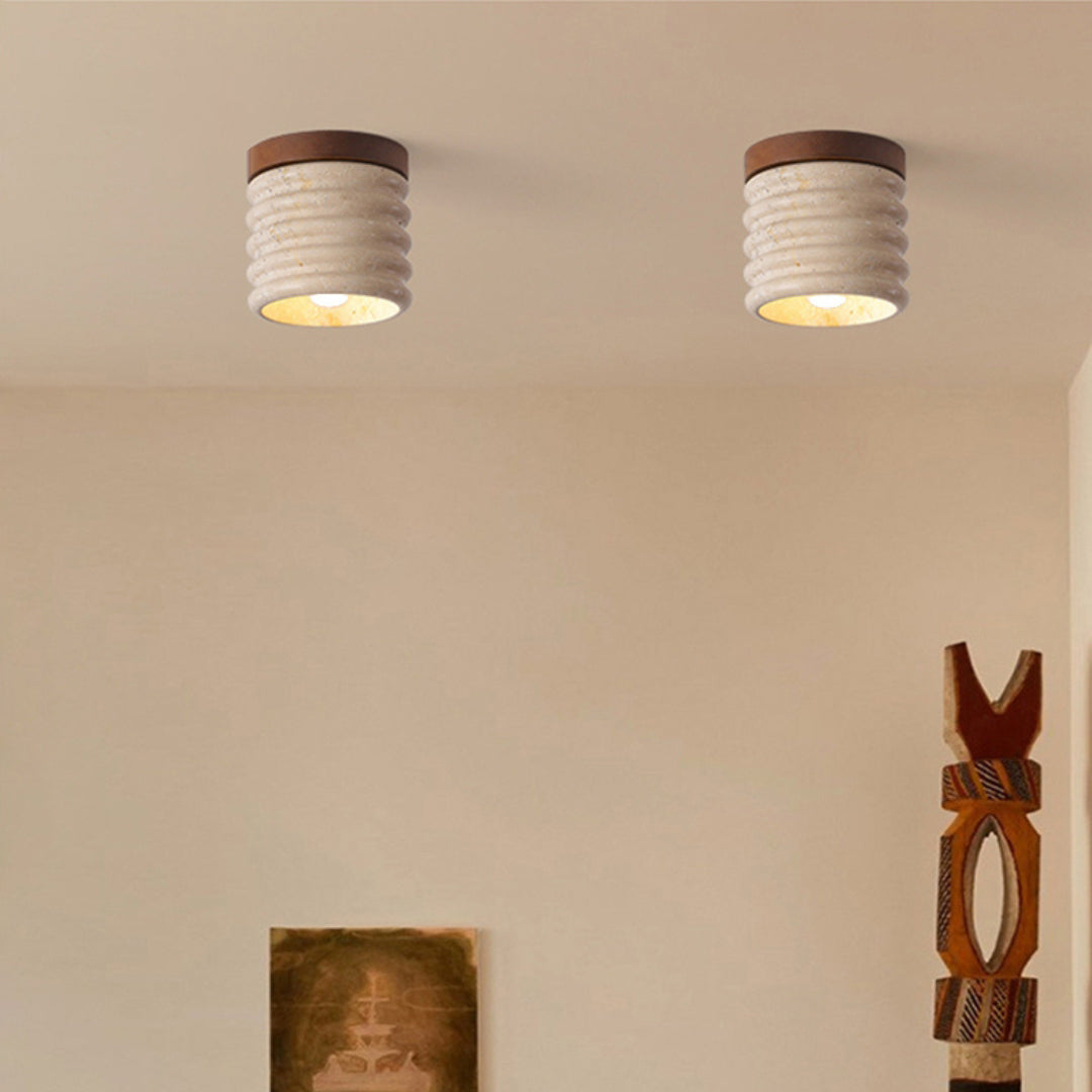 Marble Semi Flush Cylindrical Ceiling Light - Cueteks