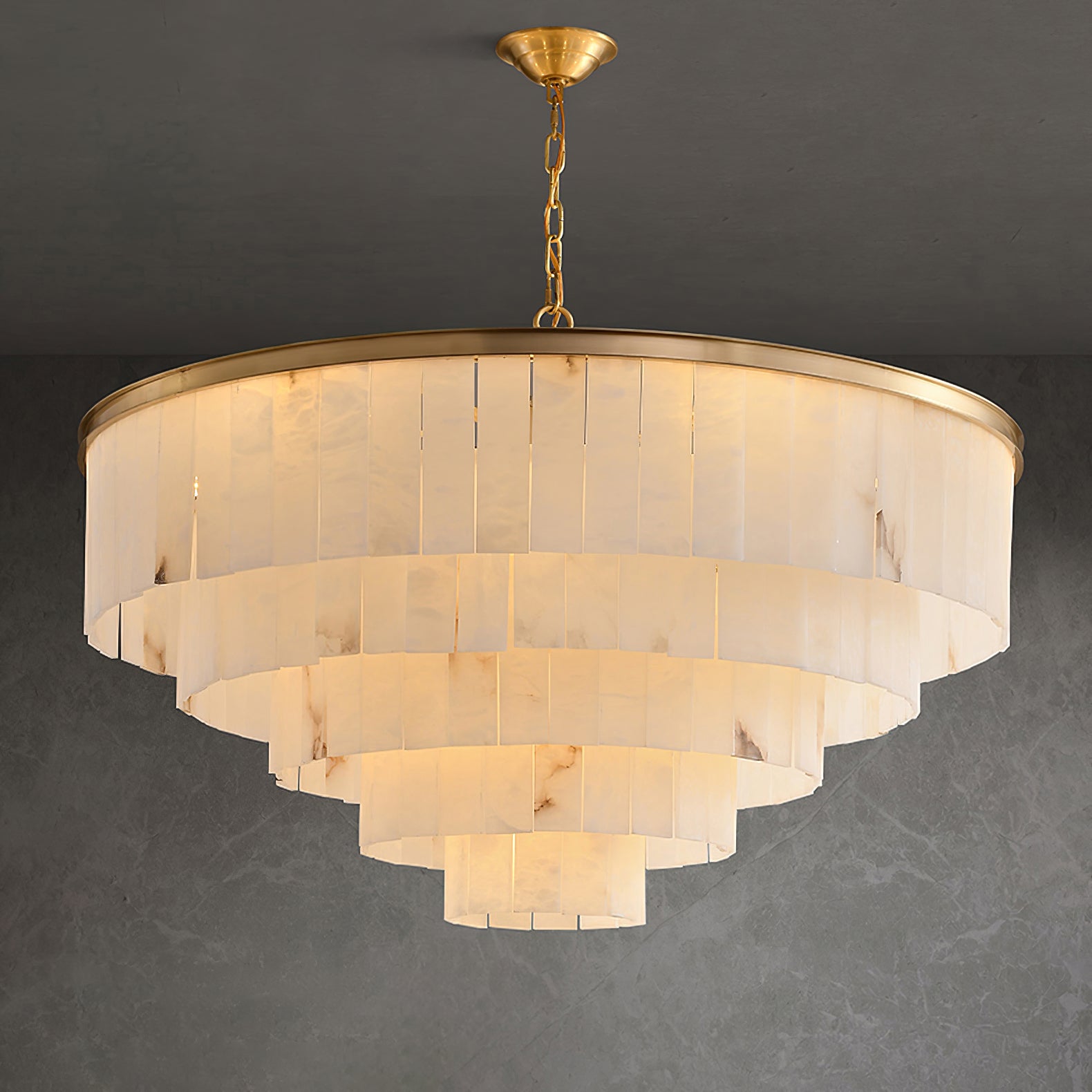 Alabaster multi-layered circular chandelier - Cueteks
