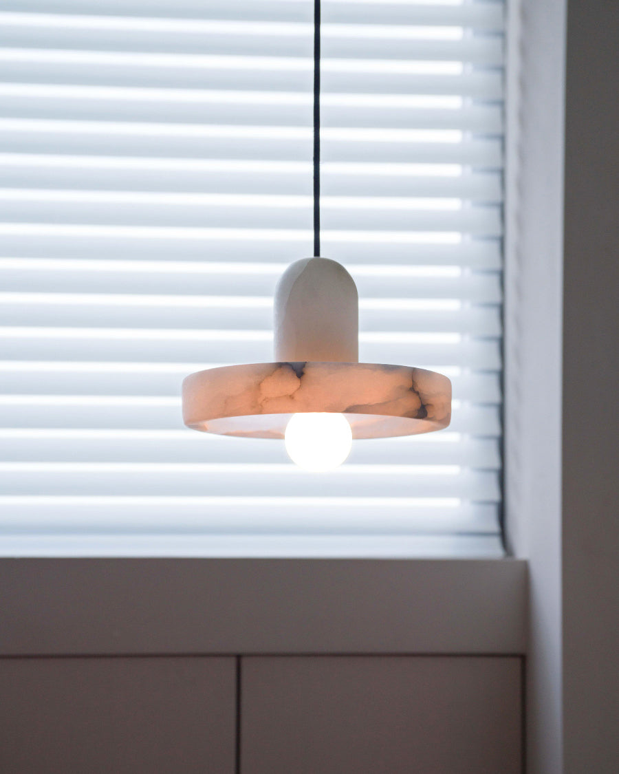 Modern White Marble Pendant Light - Cueteks