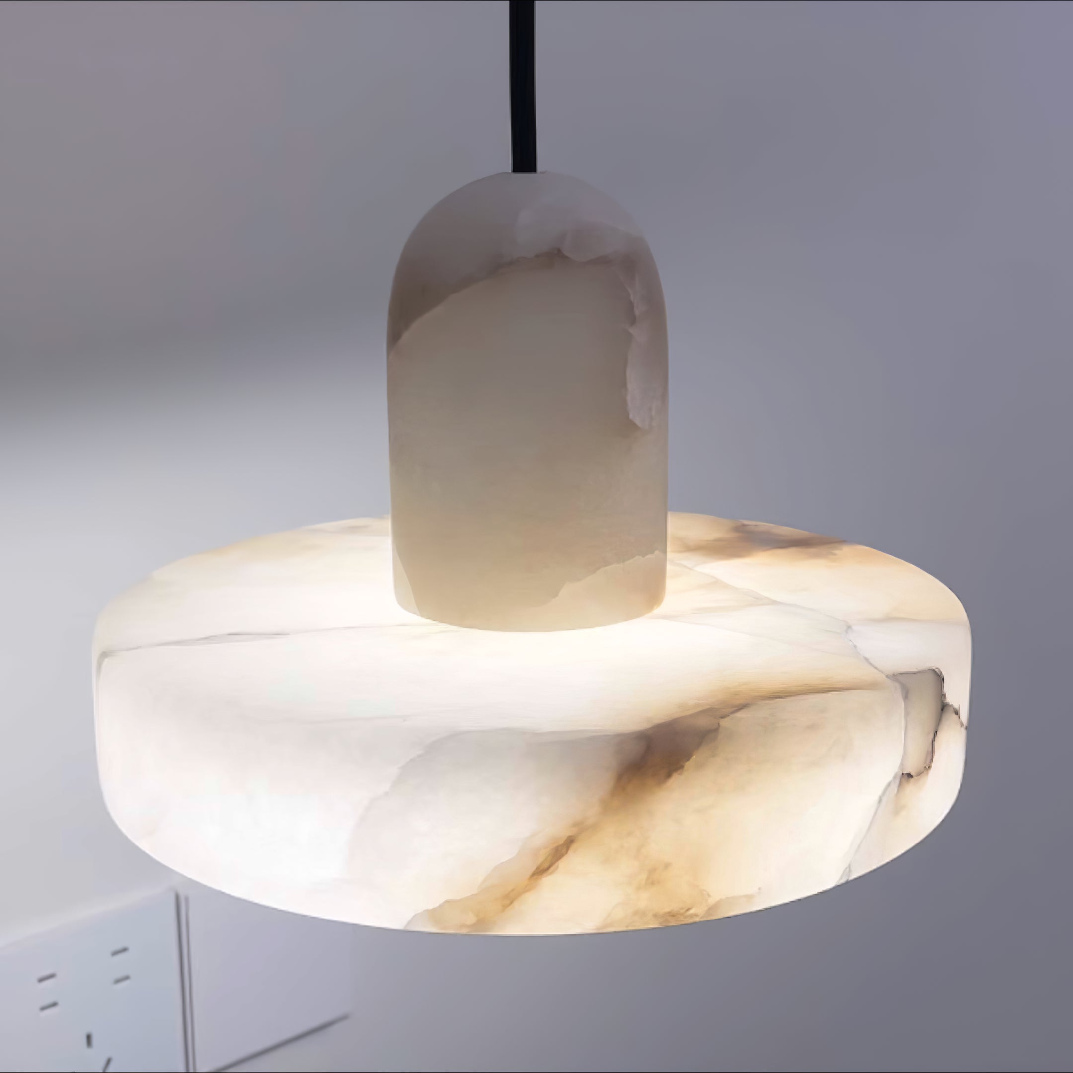 Modern White Marble Pendant Light - Cueteks