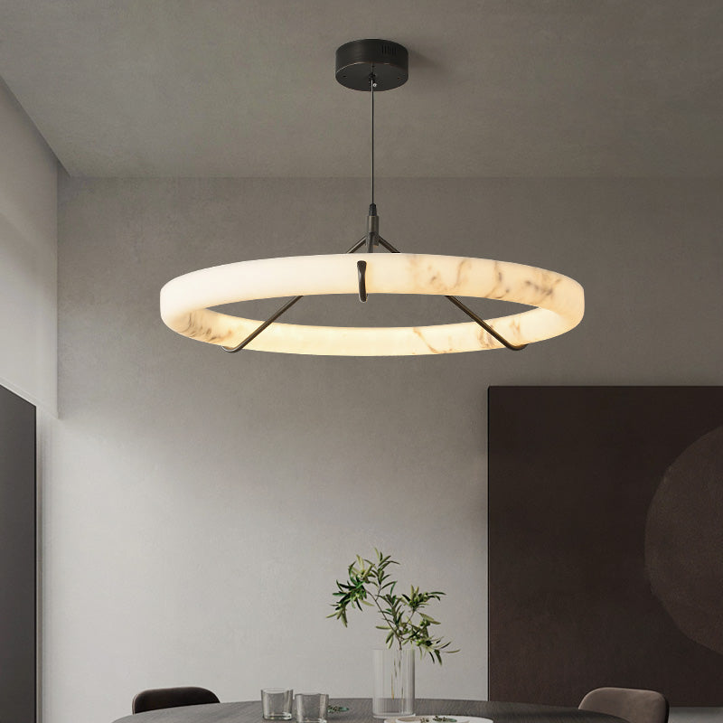 Modern Triple Ring Alabaster Pendant Light - Cueteks