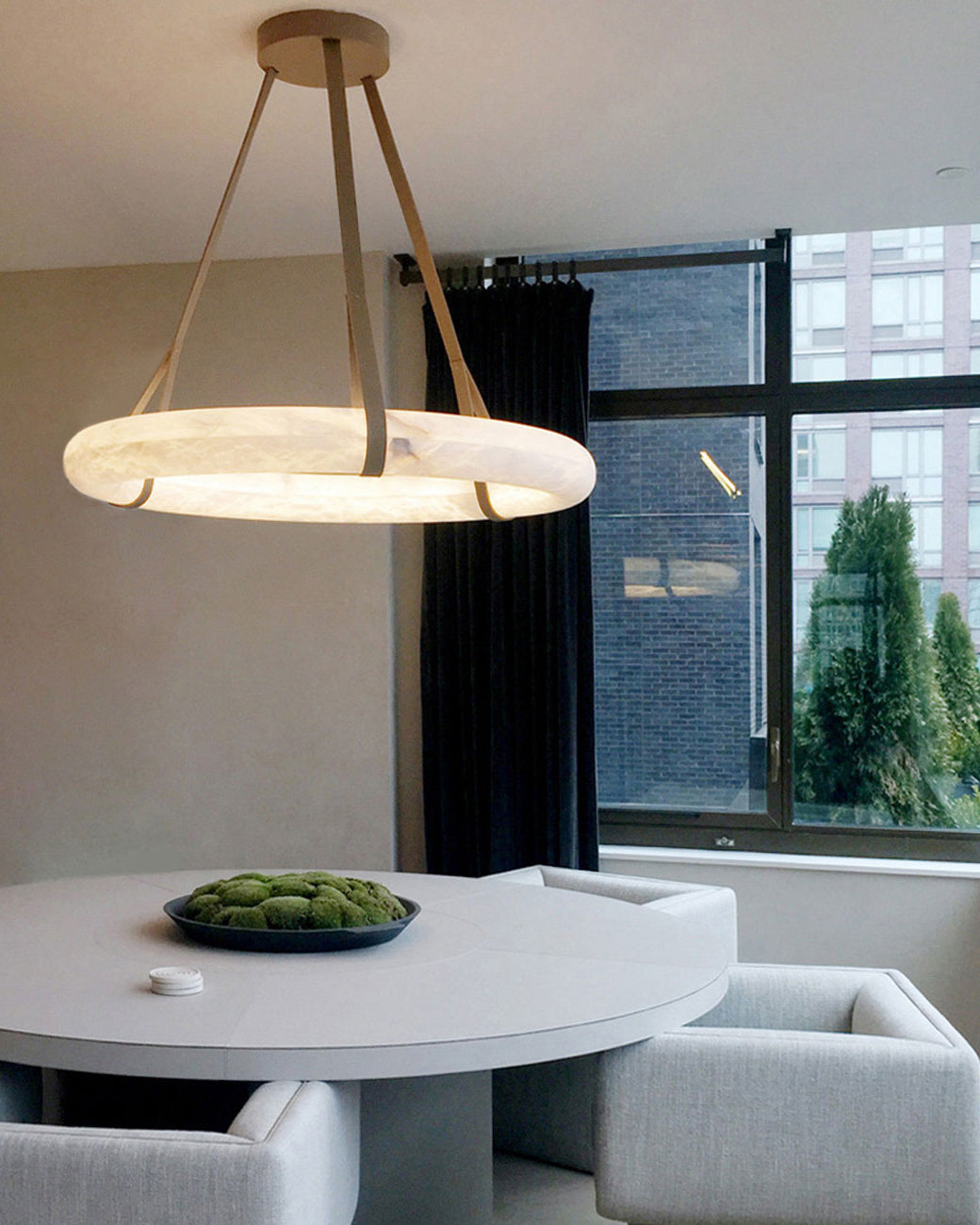 Leather Alabaster Pendant Light - Cueteks