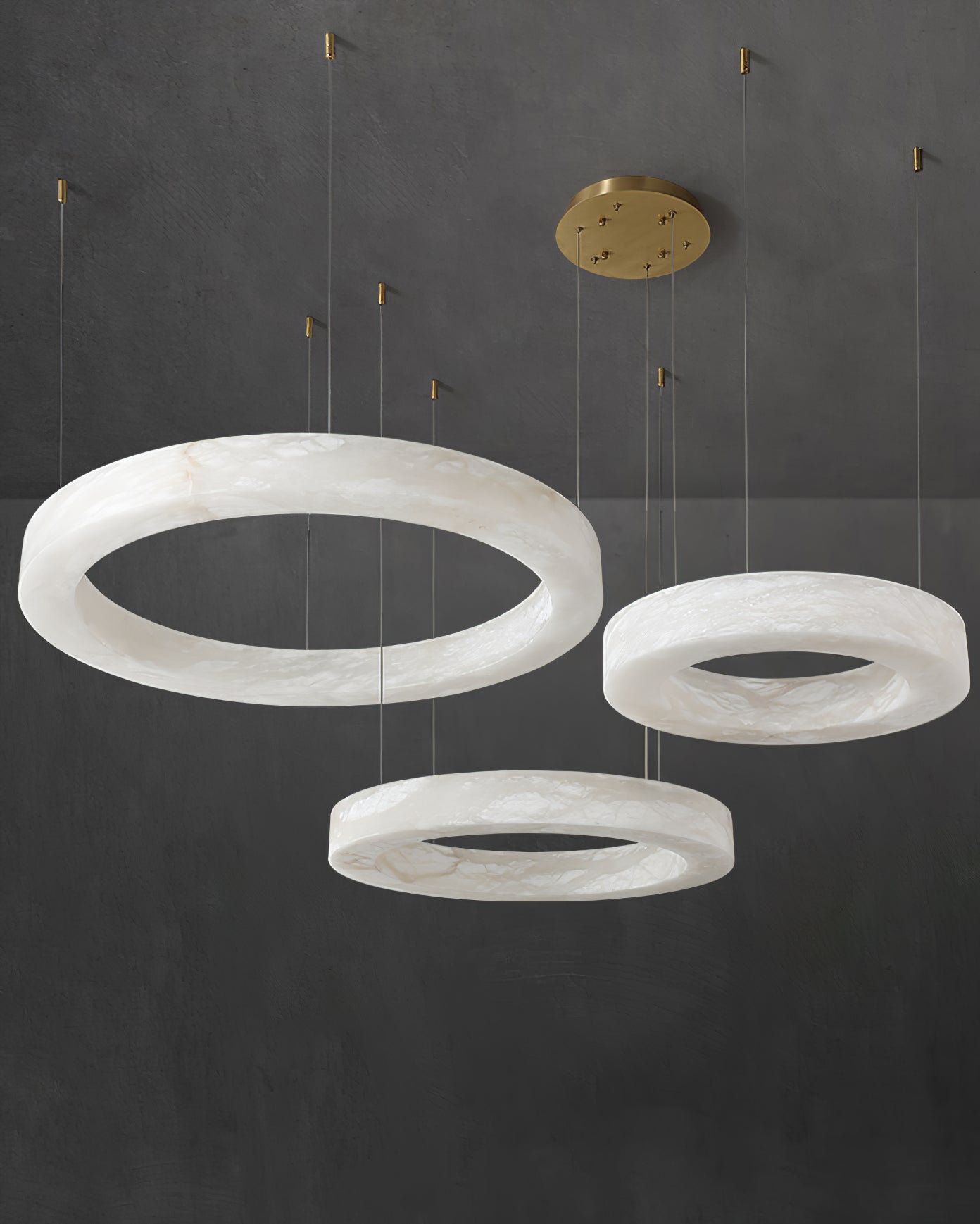 Triple Ring Alabaster Pendant Light - Cueteks