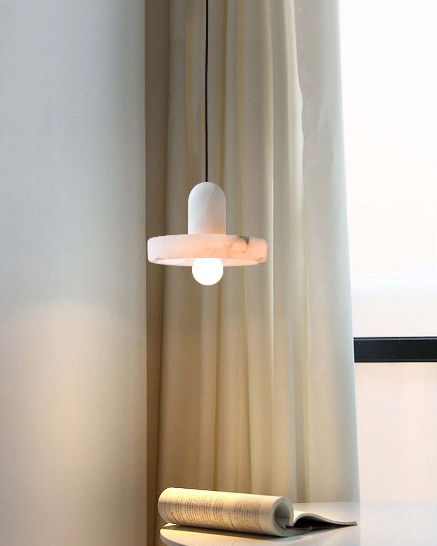 Modern White Marble Pendant Light - Cueteks