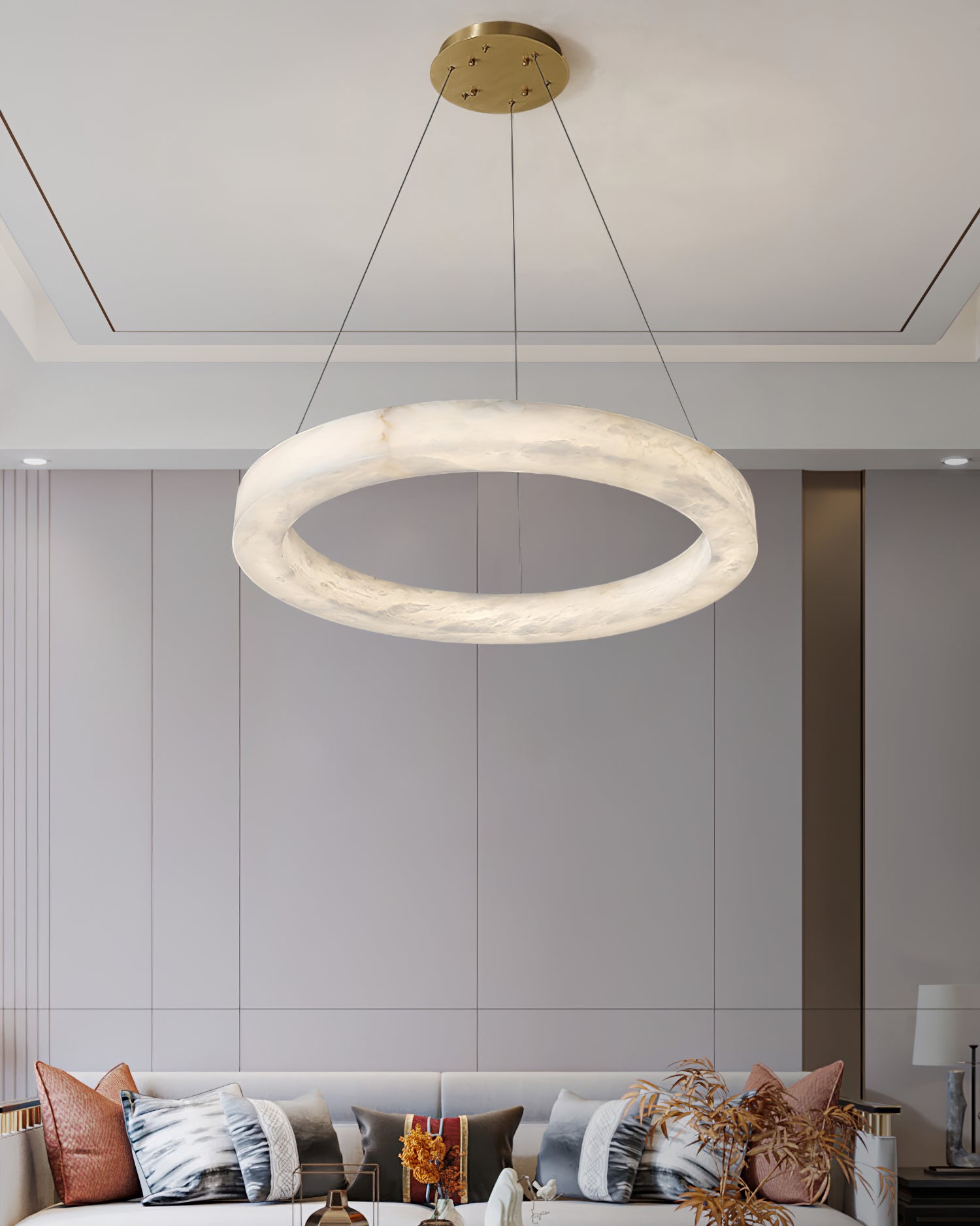 Triple Ring Alabaster Pendant Light - Cueteks