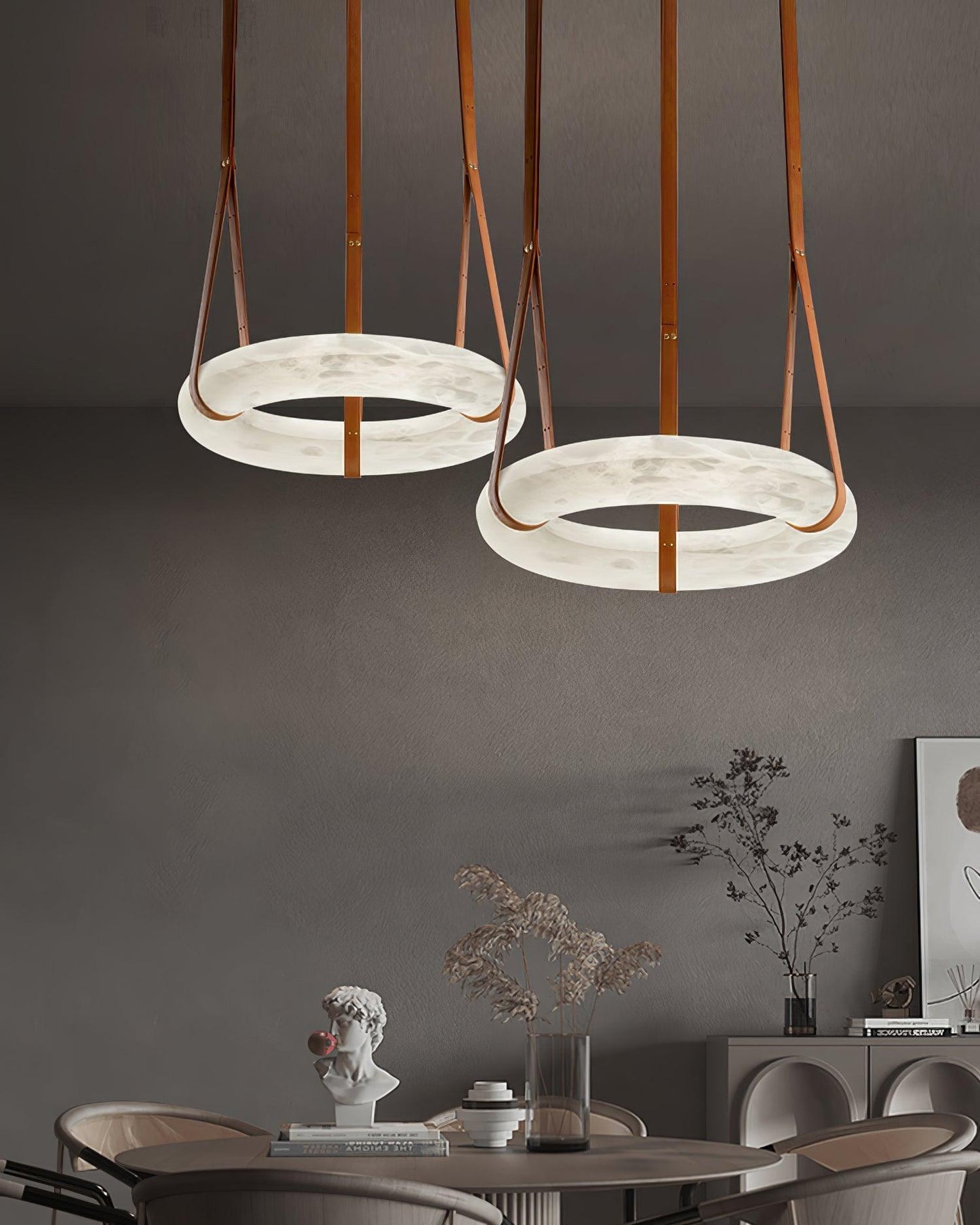 Leather Alabaster Pendant Light - Cueteks