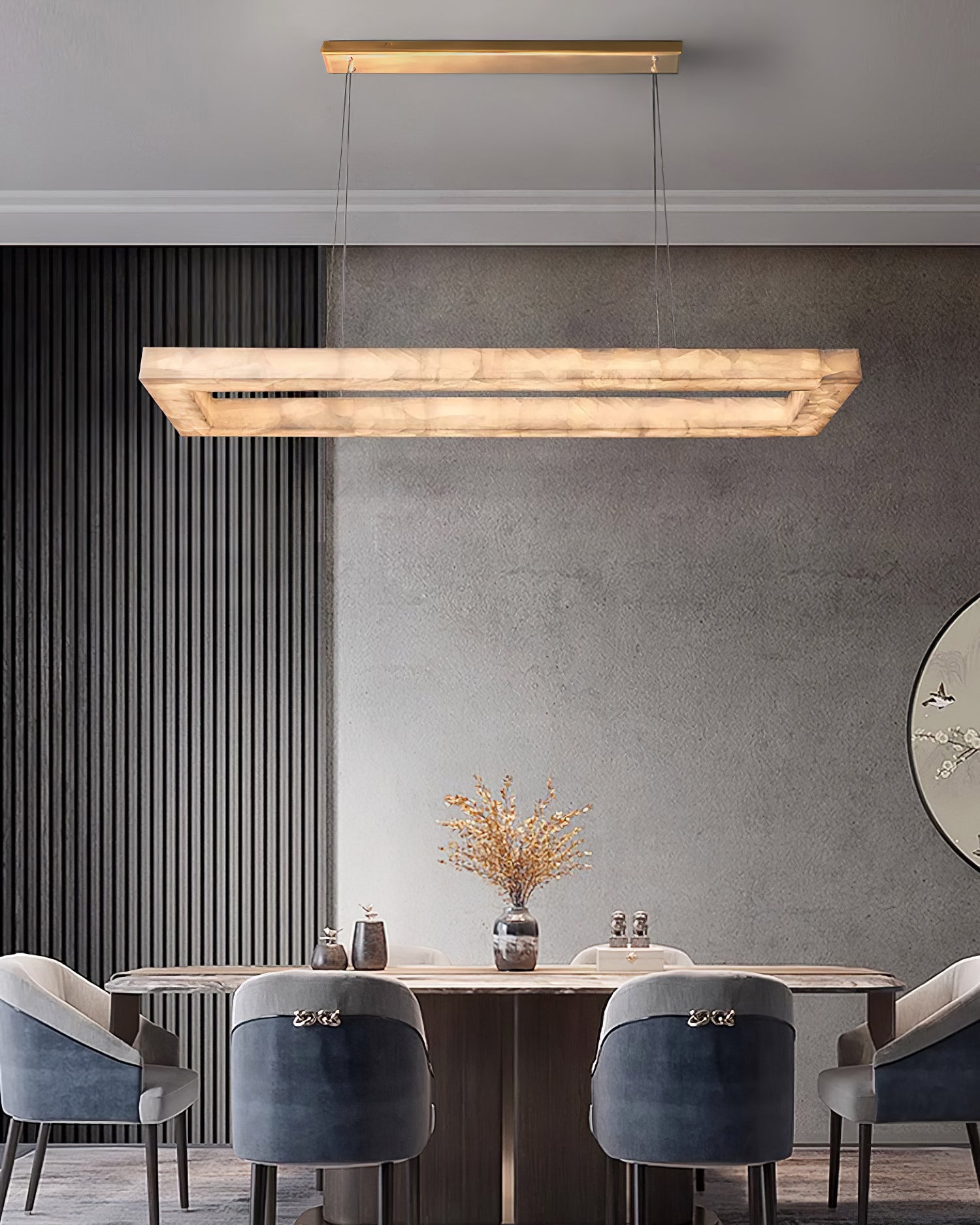 Triple Ring Alabaster Pendant Light - Cueteks
